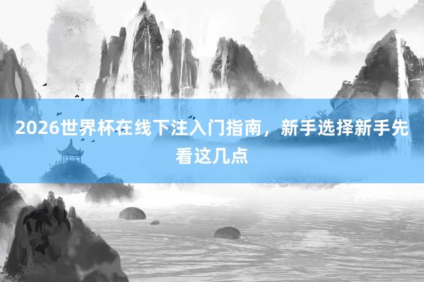 2026世界杯在线下注入门指南，新手选择新手先看这几点